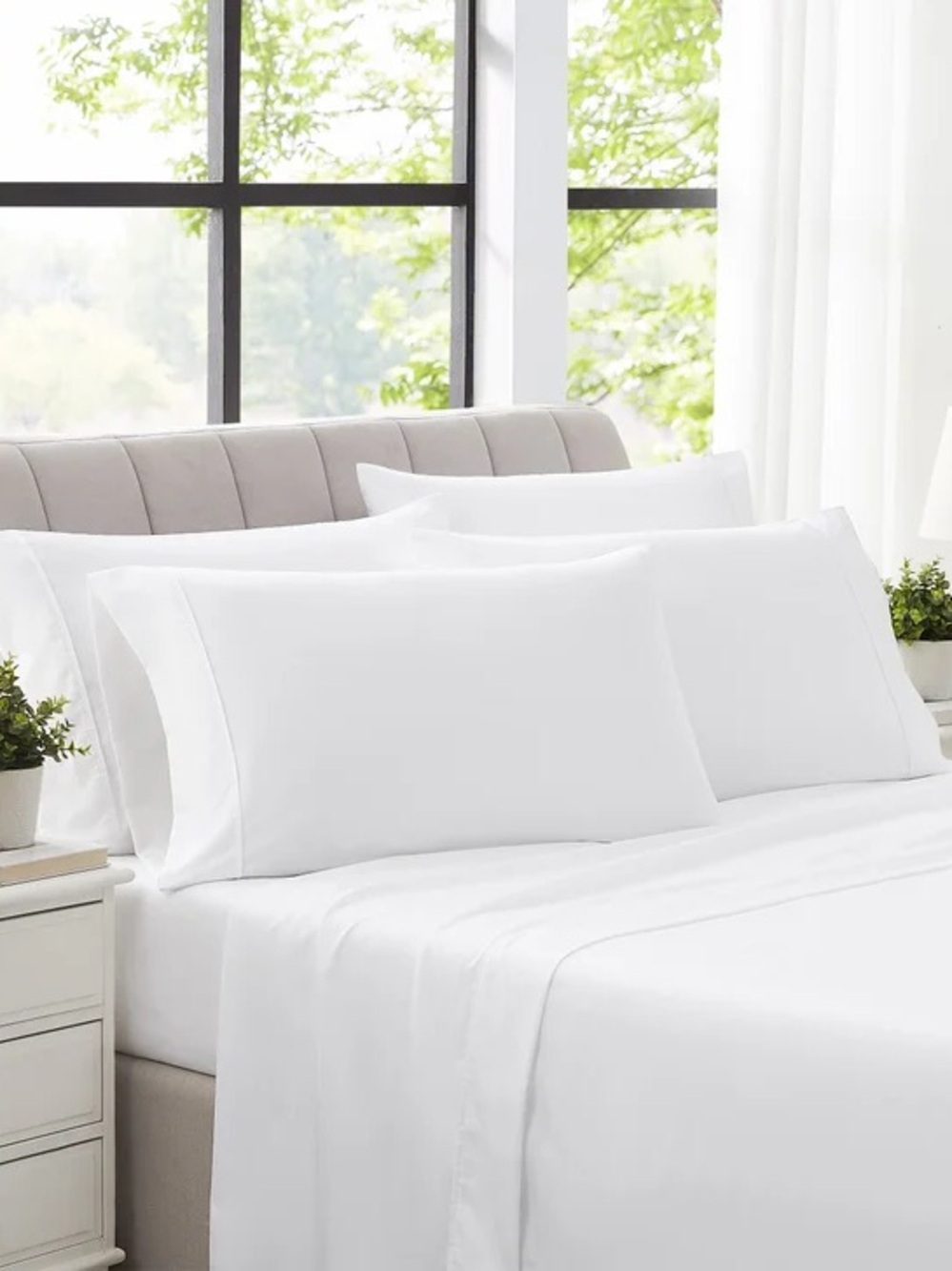 King 400TC Egyptian Cotton King Sheet Set - White - Picture 3 of 5